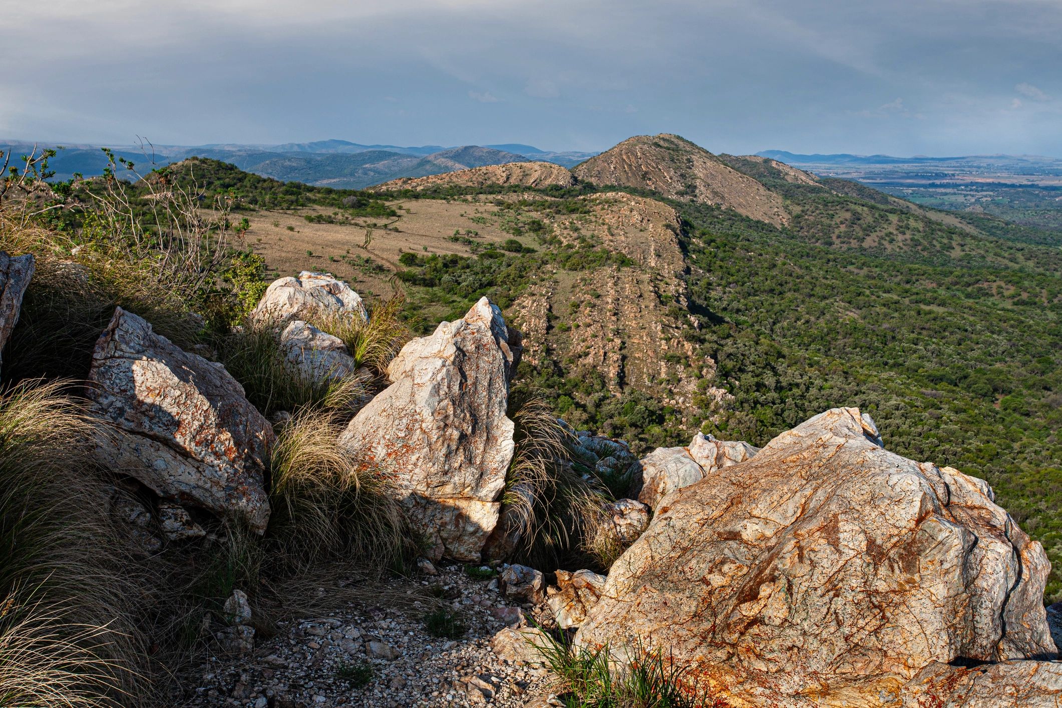 Rocky ridges and wide landscape in South Africa